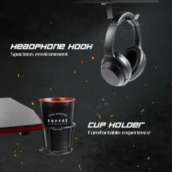 DESINO Bureau Gamer Informatique - 100*60*75 Cm Bureau Table Gaming Stable Z Cadre Avec Support D'écran, Crochet Casque, Porte-gobelet Pour Jouer, Etudier, Travailler, Chambre, Domicile Grand Noir -France Bureau Soldes 2022 66827029 3