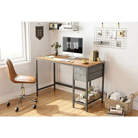 CUBIKER Bureau Gaming Informatique - 120*60*75 Cm Bureau Gamer Stable Barre Triangle Avec 2 Tiroirs, 1 Etagère Rangement Pour Travailler, Etudier, Jouer, Chambre, Domicile Style Industriel Marron Noir 4 CUBIKER Bureau Gaming Informatique - 120*60*75 Cm Bureau Gamer Stable Barre Triangle Avec 2 Tiroirs, 1 Etagère Rangement Pour Travailler, Etudier, Jouer, Chambre, Domicile Style Industriel Marron Noir – Image 2