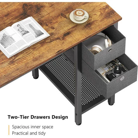 CUBIKER Bureau Gaming Informatique - 120*60*75 Cm Bureau Gamer Stable Barre Triangle Avec 2 Tiroirs, 1 Etagère Rangement Pour Travailler, Etudier, Jouer, Chambre, Domicile Style Industriel Marron Noir 5 CUBIKER Bureau Gaming Informatique - 120*60*75 Cm Bureau Gamer Stable Barre Triangle Avec 2 Tiroirs, 1 Etagère Rangement Pour Travailler, Etudier, Jouer, Chambre, Domicile Style Industriel Marron Noir – Image 3