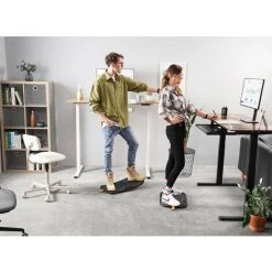 FEZIBO Bureau Assis Debout Anti-Fatigue Bois Planche D'équilibre Stable Durable, Balance Board Design Ergonomique Tapis De Sol Confortable Coussin D'équilibre Pour Exercice, Gym, Sport (Grand, Noir) -France Bureau Soldes 2022 66827093 3