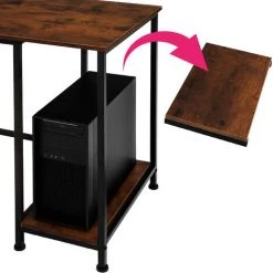 TECTAKE Bureau HAMILTON 138x138x75,5cm - Table D’ordinateur En L, Bureau D’angle, Table De Bureau - Bois Foncé Industriel -France Bureau Soldes 2022 66852207 4