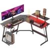 CUBICUBI Bureau D'angle Gamer Gaming Informatique - 128 * 128 Cm Table En Forme L Avec LED Ruban Et Support D'écran, Crochet Pour Casque, Pour Etudier, Jouer, Travailler, Chambre, Domicile, Salon -France Bureau Soldes 2022 66852987 1