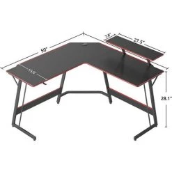 CUBICUBI Bureau D'angle Gamer Gaming Informatique - 128 * 128 Cm Table En Forme L Avec LED Ruban Et Support D'écran, Crochet Pour Casque, Pour Etudier, Jouer, Travailler, Chambre, Domicile, Salon 11 CUBICUBI Bureau D'angle Gamer Gaming Informatique - 128 * 128 Cm Table En Forme L Avec LED Ruban Et Support D'écran, Crochet Pour Casque, Pour Etudier, Jouer, Travailler, Chambre, Domicile, Salon -France Bureau Soldes 2022 66852987 5
