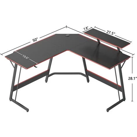 CUBICUBI Bureau D'angle Gamer Gaming Informatique - 128 * 128 Cm Table En Forme L Avec LED Ruban Et Support D'écran, Crochet Pour Casque, Pour Etudier, Jouer, Travailler, Chambre, Domicile, Salon 7 CUBICUBI Bureau D'angle Gamer Gaming Informatique - 128 * 128 Cm Table En Forme L Avec LED Ruban Et Support D'écran, Crochet Pour Casque, Pour Etudier, Jouer, Travailler, Chambre, Domicile, Salon – Image 5