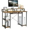 GOPLUS Bureau D'Ordinateur Avec 3 Etagères,Bureau D'Ordinateur,Table D'Etude D'Ecriture Avec Plateau De Clavier Et Support De Moniteur,Bureau Informatique,Rangement Réglable -France Bureau Soldes 2022 66858594 1