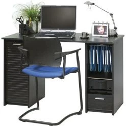LES TENDANCES Bureau Droit Avec 2 Caissons Bois Noir Scoot 120 Cm -France Bureau Soldes 2022 66880542 2