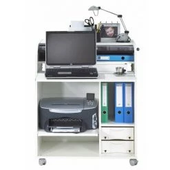 LES TENDANCES Bureau Informatique Blanc à Rideau Noir Must 80 Cm -France Bureau Soldes 2022 66880630 3