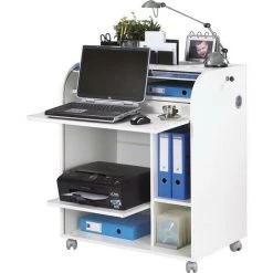 LES TENDANCES Bureau Informatique Blanc à Rideau Noir Must 80 Cm -France Bureau Soldes 2022 66880630 4