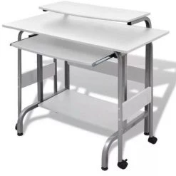 LES TENDANCES Bureau Informatique Bois Blanc Et Métal Senseya -France Bureau Soldes 2022 66880784 4