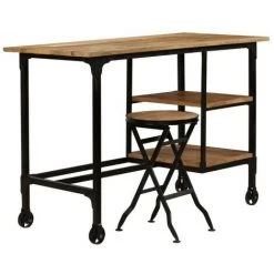 LES TENDANCES Bureau Avec Tabouret 2 étagères Manguier Massif Clair Laqué Et Métal Noir Stracco 9 LES TENDANCES Bureau Avec Tabouret 2 étagères Manguier Massif Clair Laqué Et Métal Noir Stracco -France Bureau Soldes 2022 66880791 3