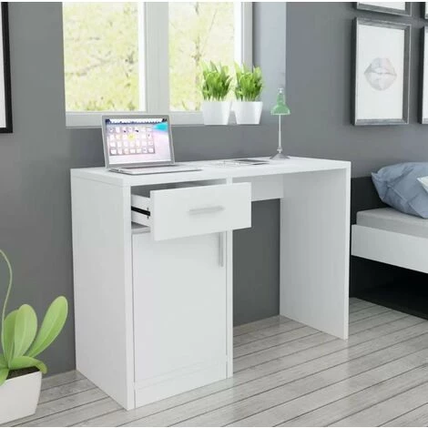 LES TENDANCES Bureau 1 Tiroir 1 Placard Bois Blanc Vanirel 4 LES TENDANCES Bureau 1 Tiroir 1 Placard Bois Blanc Vanirel – Image 2