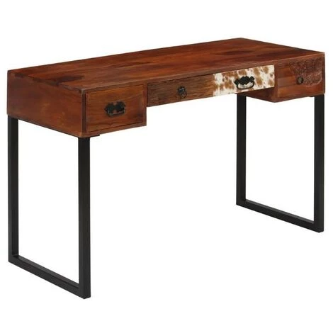 LES TENDANCES Bureau 4 Tiroirs Sesham Massif Laqué Et Cuir Métal Noir Elane 3 LES TENDANCES Bureau 4 Tiroirs Sesham Massif Laqué Et Cuir Métal Noir Elane