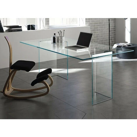 LES TENDANCES Bureau Design Verre Transparent Hasmi 4 LES TENDANCES Bureau Design Verre Transparent Hasmi – Image 2