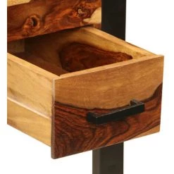 LES TENDANCES Bureau 2 Tiroirs Sesham Massif Foncé Et Métal Noir Vustick -France Bureau Soldes 2022 66881101 5