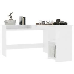 LES TENDANCES Bureau D'angle 1 Tiroir 2 étagères Bois Blanc Brillant Jayden 9 LES TENDANCES Bureau D'angle 1 Tiroir 2 étagères Bois Blanc Brillant Jayden -France Bureau Soldes 2022 66881835 3