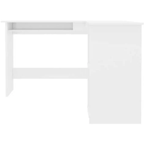 LES TENDANCES Bureau D'angle 1 Tiroir 2 étagères Bois Blanc Brillant Jayden 6 LES TENDANCES Bureau D'angle 1 Tiroir 2 étagères Bois Blanc Brillant Jayden – Image 4