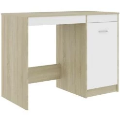 LES TENDANCES Bureau Blanc Et Chêne Sonoma 100x50x76 Cm -France Bureau Soldes 2022 66882189 3