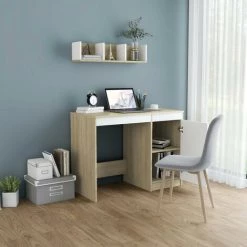LES TENDANCES Bureau Blanc Et Chêne Sonoma 100x50x76 Cm -France Bureau Soldes 2022 66882189 4