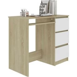 LES TENDANCES Bureau Blanc Et Chêne Sonoma 90x45x76 Cm -France Bureau Soldes 2022 66882204 4