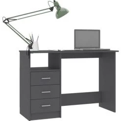 LES TENDANCES Bureau Avec Tiroirs Gris 110x50x76 Cm -France Bureau Soldes 2022 66882258 3