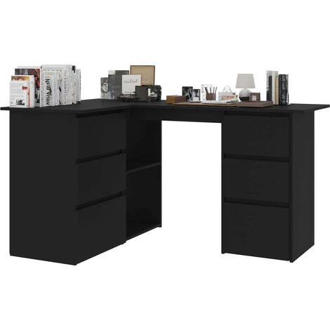 LES TENDANCES Bureau D'angle Noir 145x100x76 Cm 3 LES TENDANCES Bureau D'angle Noir 145x100x76 Cm