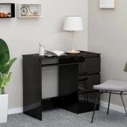 LES TENDANCES Bureau Noir Brillant 90x45x76 Cm -France Bureau Soldes 2022 66882576 2