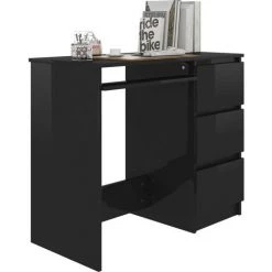 LES TENDANCES Bureau Noir Brillant 90x45x76 Cm -France Bureau Soldes 2022 66882576 4