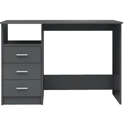LES TENDANCES Bureau Avec Tiroirs Gris Brillant 110x50x76 Cm 6 LES TENDANCES Bureau Avec Tiroirs Gris Brillant 110x50x76 Cm – Image 4