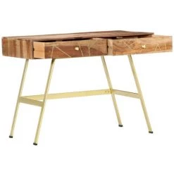 LES TENDANCES Bureau Avec Tiroirs 100x55x75 Cm Bois Solide 9 LES TENDANCES Bureau Avec Tiroirs 100x55x75 Cm Bois Solide -France Bureau Soldes 2022 66883642 3