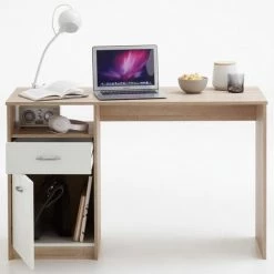 LES TENDANCES FMD Bureau Avec 1 Tiroir 123 X 50 X 76,5 Cm Chêne Et Blanc -France Bureau Soldes 2022 66888205 3