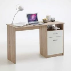 LES TENDANCES FMD Bureau Avec 1 Tiroir 123 X 50 X 76,5 Cm Chêne Et Blanc -France Bureau Soldes 2022 66888205 4