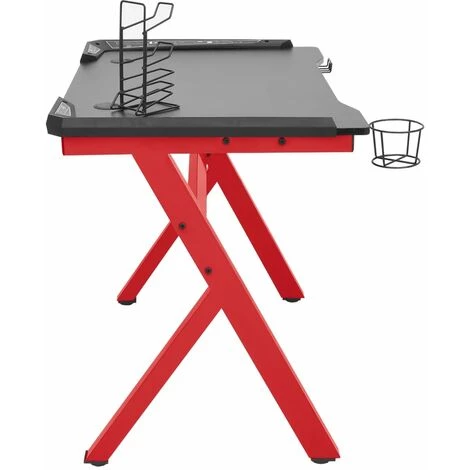 LES TENDANCES Bureau De Jeu à LED En Forme De Y Noir Et Rouge 110x60x75 Cm 7 LES TENDANCES Bureau De Jeu à LED En Forme De Y Noir Et Rouge 110x60x75 Cm – Image 5