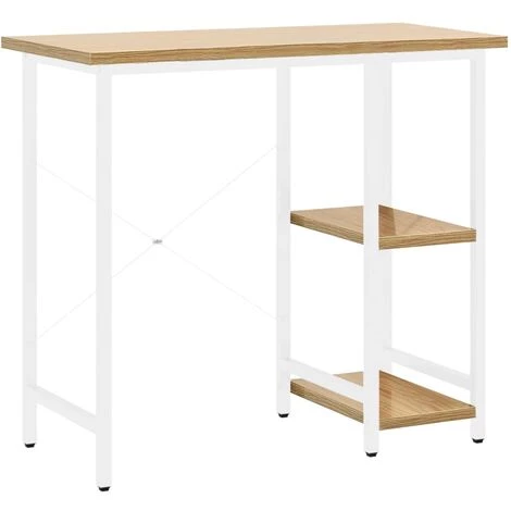 LES TENDANCES Bureau D'ordinateur Blanc/chêne Clair 80x40x72 Cm MDF Et Métal 3 LES TENDANCES Bureau D'ordinateur Blanc/chêne Clair 80x40x72 Cm MDF Et Métal