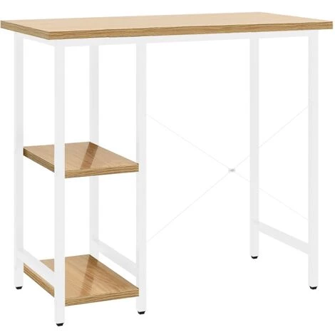 LES TENDANCES Bureau D'ordinateur Blanc/chêne Clair 80x40x72 Cm MDF Et Métal 7 LES TENDANCES Bureau D'ordinateur Blanc/chêne Clair 80x40x72 Cm MDF Et Métal – Image 5