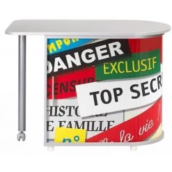 LES TENDANCES Bureau Avec Plateau Pivotant Et Rangement Gris Imprimé Top Secret Kool 105 Cm