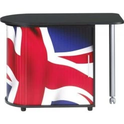 LES TENDANCES Bureau Avec Plateau Pivotant Et Rangement Noir Imprimé Drapeau Anglais Kool 105 Cm