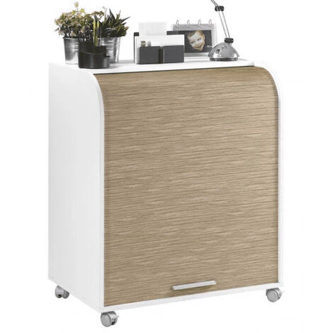 LES TENDANCES Bureau Informatique Blanc à Rideau Imprimé Chêne Naturel Must 80 Cm 3 LES TENDANCES Bureau Informatique Blanc à Rideau Imprimé Chêne Naturel Must 80 Cm