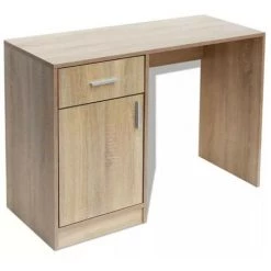 LES TENDANCES Bureau 1 Tiroir 1 Placard Bois Chêne Clair Vanirel