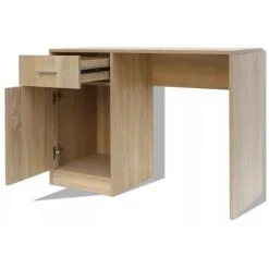 LES TENDANCES Bureau 1 Tiroir 1 Placard Bois Chêne Clair Vanirel -France Bureau Soldes 2022 66900939 4