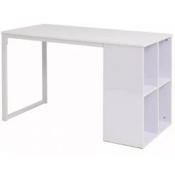 LES TENDANCES Bureau Bois Et Pieds Métal Blanc Brook