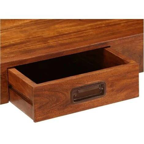 LES TENDANCES Bureau 1 Tiroir Acacia Massif Laqué Métal Argenté Valdy 6 LES TENDANCES Bureau 1 Tiroir Acacia Massif Laqué Métal Argenté Valdy – Image 4