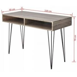 LES TENDANCES Bureau 2 Niches Bois Gris Métal Noir Kanoe -France Bureau Soldes 2022 66901429 4