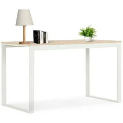 LES TENDANCES Bureau D'ordinateur Bois Clair Et Métal Blanc Simply 8 LES TENDANCES Bureau D'ordinateur Bois Clair Et Métal Blanc Simply -France Bureau Soldes 2022 66901598 2