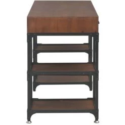 LES TENDANCES Bureau 3 Tiroirs Pin Massif Foncé Et Métal Noir Kako -France Bureau Soldes 2022 66901811 5