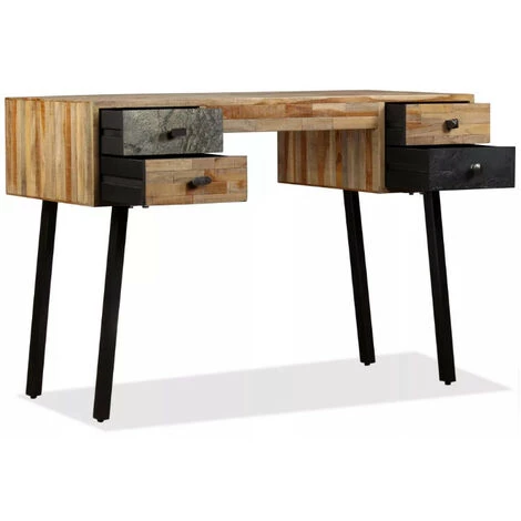 LES TENDANCES Bureau 4 Tiroirs Teck Massif Recyclé Et Pieds Métal Noir Voust 7 LES TENDANCES Bureau 4 Tiroirs Teck Massif Recyclé Et Pieds Métal Noir Voust – Image 5