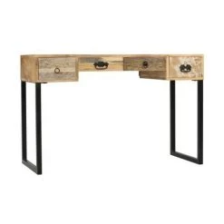 LES TENDANCES Bureau 4 Tiroirs Manguier Massif Clair Et Métal Noir Maneci -France Bureau Soldes 2022 66902026 4