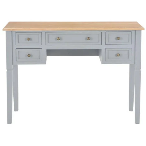 LES TENDANCES Bureau 5 Tiroirs Bois Clair Et Pin Massif Gris Dean 5 LES TENDANCES Bureau 5 Tiroirs Bois Clair Et Pin Massif Gris Dean – Image 3