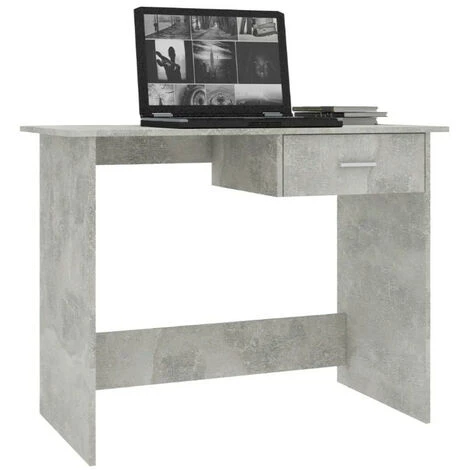 LES TENDANCES Bureau 1 Tiroir Bois Gris Béton Athena 5 LES TENDANCES Bureau 1 Tiroir Bois Gris Béton Athena – Image 3