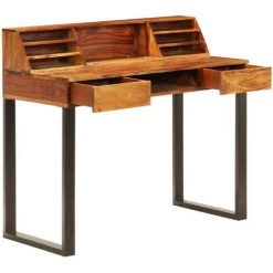 LES TENDANCES Bureau 2 Tiroirs Sesham Massif Foncé Et Métal Noir Vustick 8 LES TENDANCES Bureau 2 Tiroirs Sesham Massif Foncé Et Métal Noir Vustick -France Bureau Soldes 2022 66902496 2