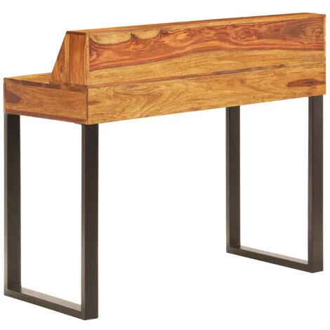 LES TENDANCES Bureau 2 Tiroirs Sesham Massif Foncé Et Métal Noir Vustick 5 LES TENDANCES Bureau 2 Tiroirs Sesham Massif Foncé Et Métal Noir Vustick – Image 3